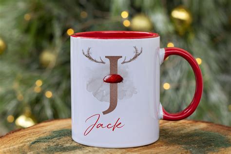 Personalised Christmas Reindeer Mug Hot Chocolate Mug Etsy