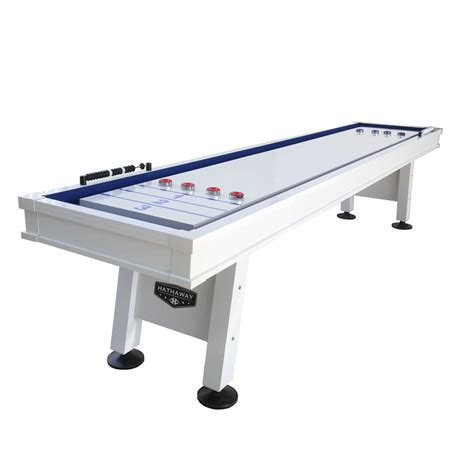 Crestline 12 Ft Outdoor Shuffleboard Table White Blue Wave Products