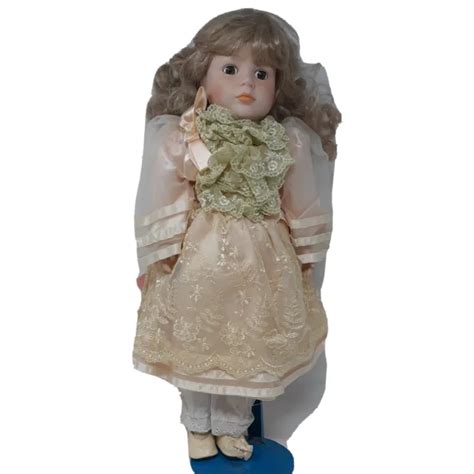 Vintage Porcelain Marian Yu 16 Victorian Doll Blond Curls And Stand 2000 Picclick