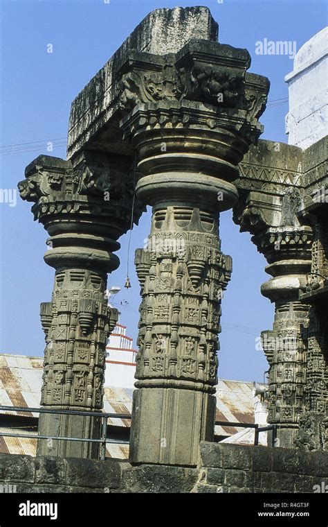 Carved Pillars At Entrance Of Shiva Temple Jyotirlinga Aundha Nagnath