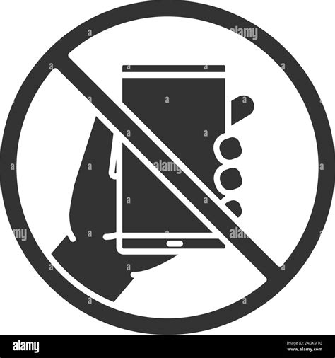 Forbidden Sign With Mobile Phone Glyph Icon No Smartphone Prohibition