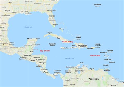 Karibik Mapa Oblasti