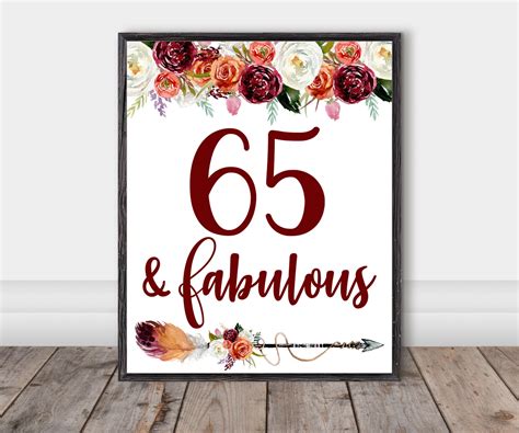 65 And Fabulous 65th Birthday Banner Happy 65th Birthday Sign Etsy