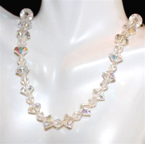 Gorgeous Vintage Iridescent Swarovski Crystal Necklace Etsy Crystal