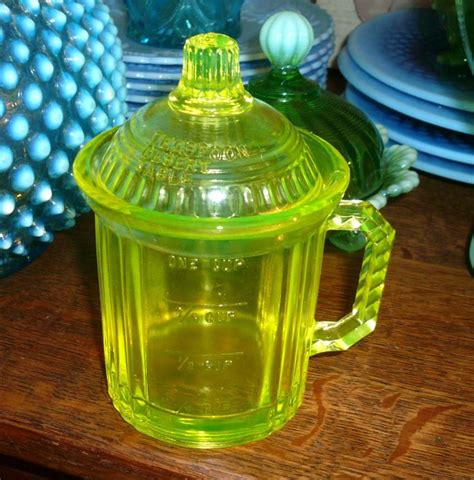 Vintage Vaseline Uranium Glass Measuring Cup Lid Etsy