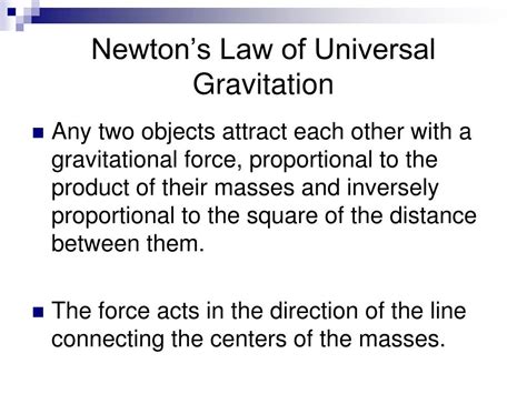 Ppt Newtons Law Of Universal Gravitation Powerpoint Presentation