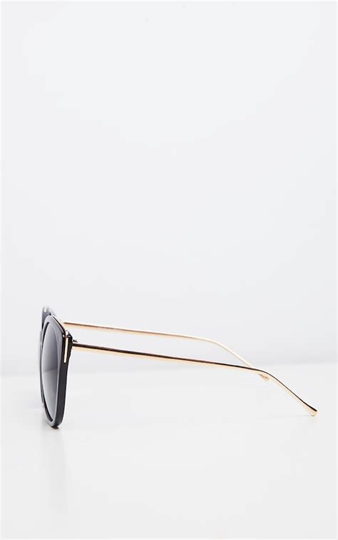 black gold frame large cateye sunglasses prettylittlething