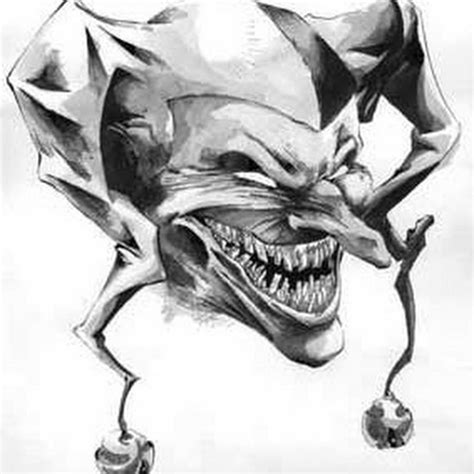Grey Ink Scary Evil Jester Head Tattoo Design Jester Tattoo Evil