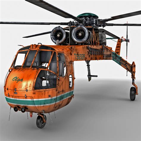 Sikorsky S 64 Skycrane Helicopter 3d Obj