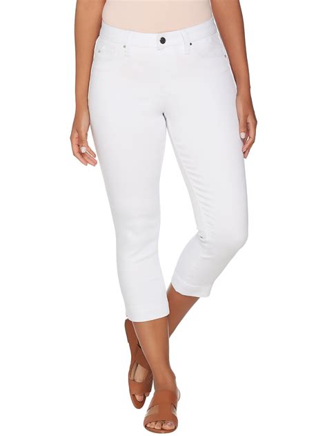 Laurie Felt Size Xl Power Silky Denim Capri Pull On Jeans White Nyc