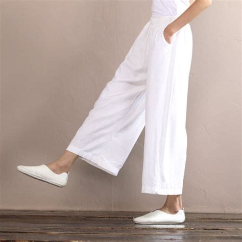 Women Loose Linen Legging Vintage Cropped Pants Summer Etsy