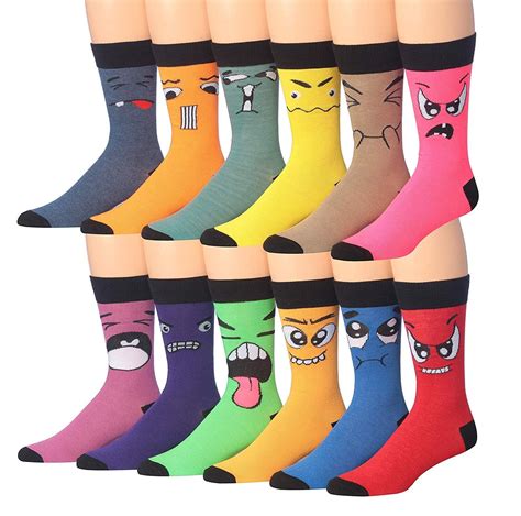 James Fiallo James Fiallo Mens 12 Pairs Funny Funky Crazy Novelty Ful Patterned Dress Socks