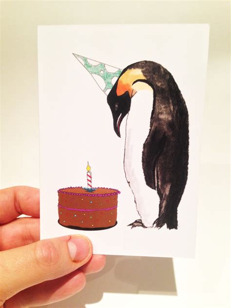 Penguin Birthday Card Etsy