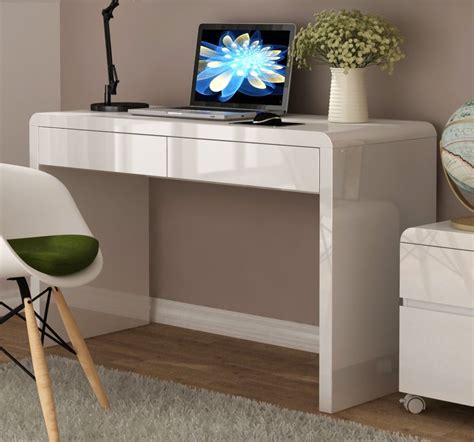 Buy White High Gloss Lacquered 2 Drawer Workstationdesk For Office Or