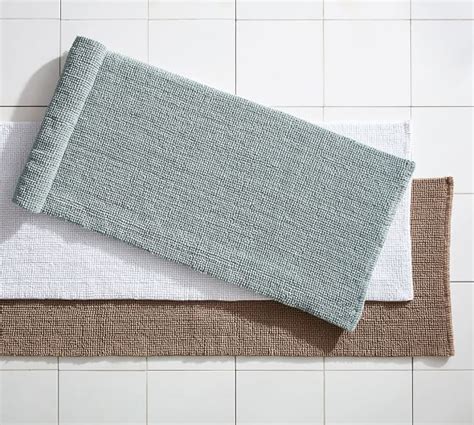 Decorate your bathroom to suit you from styles like crochet, striped and many more here. Textured Organic Bath Rug - Double Wide | Pottery Barn