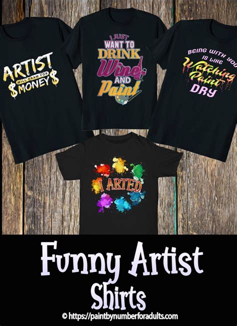 Funny Artist Tee Shirts Paint By Number For Adults