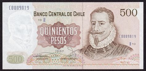 Chile 500 Pesos Banknote 1987 Pedro De Valdiviaworld Banknotes And Coins