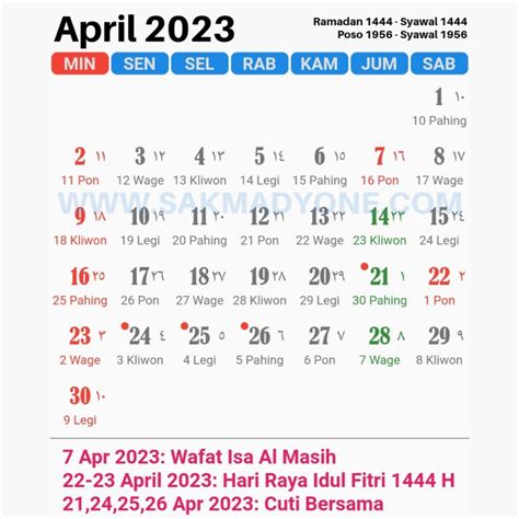 Kalender Jawa April Lengkap Dengan Weton Sakmadyone Com