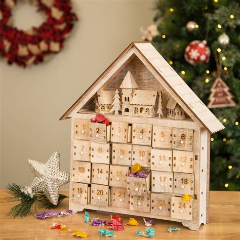 Official Glitzhome Handcrafted Wooden Christmas Countdown Advent