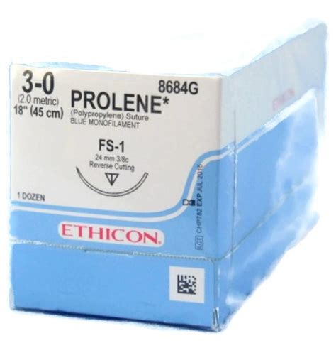 Ethicon 3 0 X 18 Prolene Polypropylene Suture With Fs 1 Needle 12