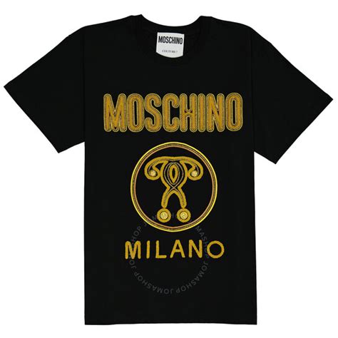 Moschino Mens Black Multi Double Question Mark Jersey T Shirt Size