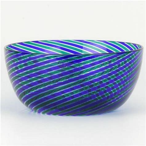 Swirled Murano Art Glass Bowl With Sticker And Signature Venetian Murano Glass