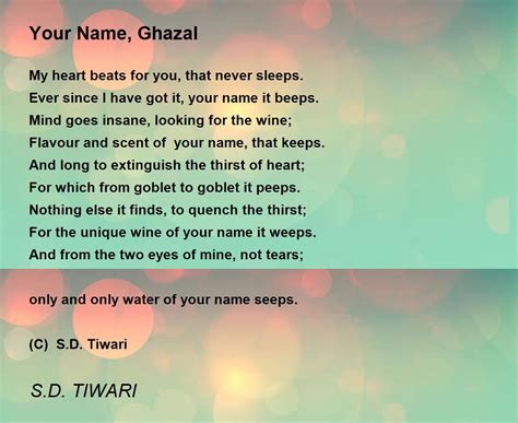 Your Name Ghazal Your Name Ghazal Poem By Sd Tiwari