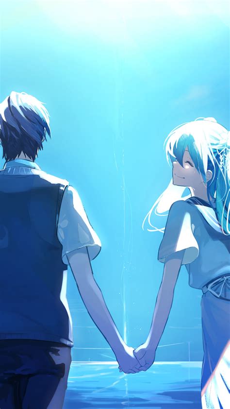 1440x2560 Anime Couple Holding Hands Hatsune Miku Samsung