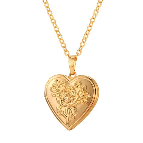 Heart Shaped Picture Photo Locket Necklace Pendant Women Jewelry 18k