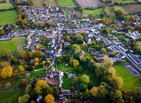 The Aerial View Of Cerne Abbas Village In Dorset England Stock Image