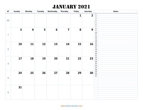 Printable Calendar 2021 Editable