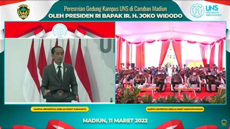Presiden Jokowi Meresmikan Gedung Sekolah Vokasi Uns Di Kampus Madiun