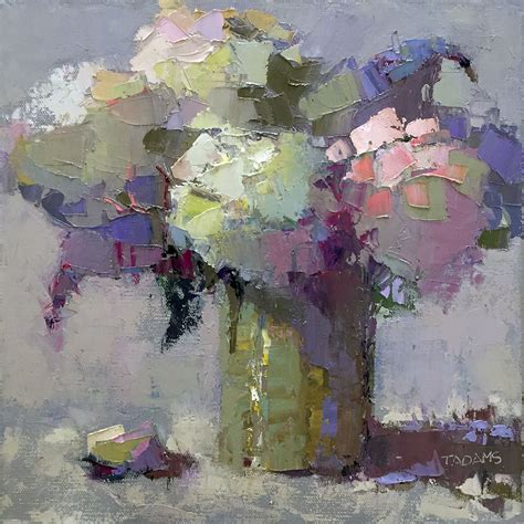 Hydrangeas And Lilacs By Trisha Adams Oil X Abstract Floral Art