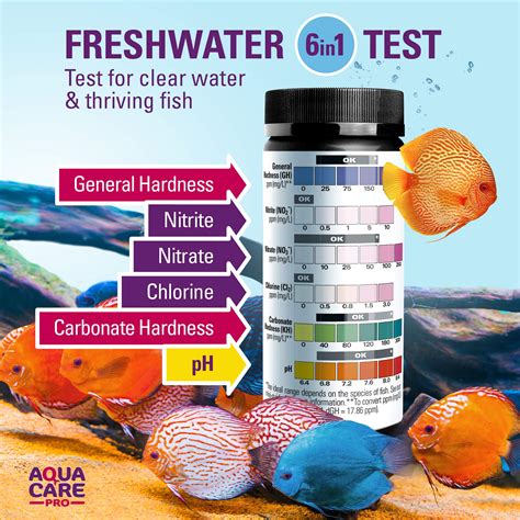 Buy Aqua Care Pro Freshwater Aquarium Test Strips 6 In 1 Fish Tank