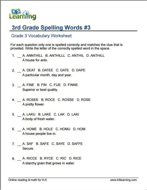 Lists of spelling words that are commonly taught in public schools. 3rd grade spelling words | Vocabulary worksheets, 3rd grade spelling words, Spelling worksheets