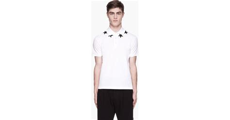 Givenchy White Star Appliqu Polo In Black For Men Lyst