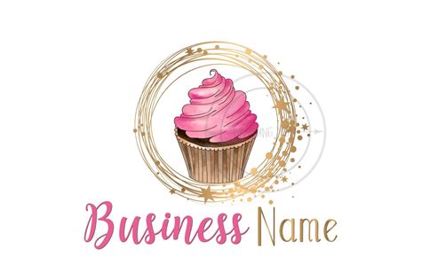 cupcake logo watercolor custom logo design watercolor pink logo sweets cupcake logo design
