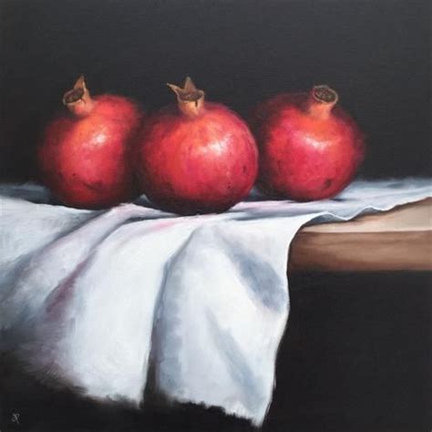 Daily Paintworks Three Pomegranates Original Fine Art For Sale