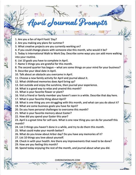 April Journal Prompts Journal Prompts Journal Writing Prompts Journal