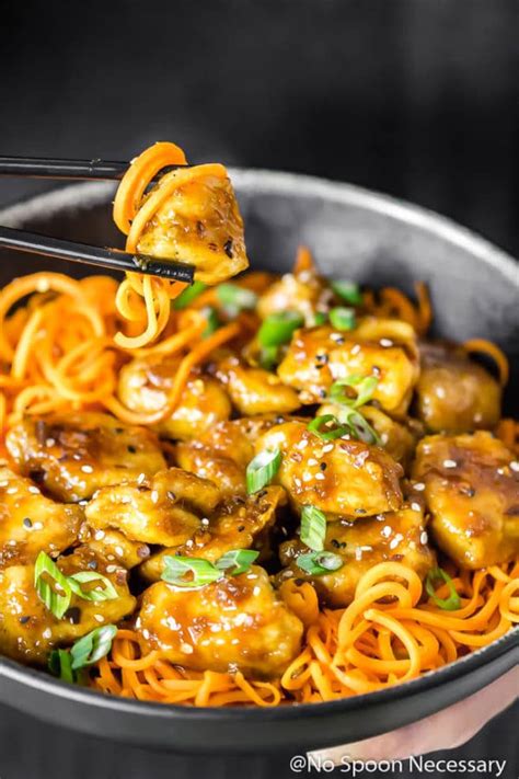Honey Ginger Garlic Chicken Carrot Noodle Bowls No Spoon Necessary