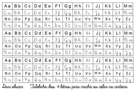 Tabela Do Alfabeto Com 4 Tipos De Letras — SÓ Escola Vilma Tipos De