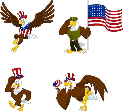 Premium Vector Patriotic Eagle Cartoon Characters Vector Collection