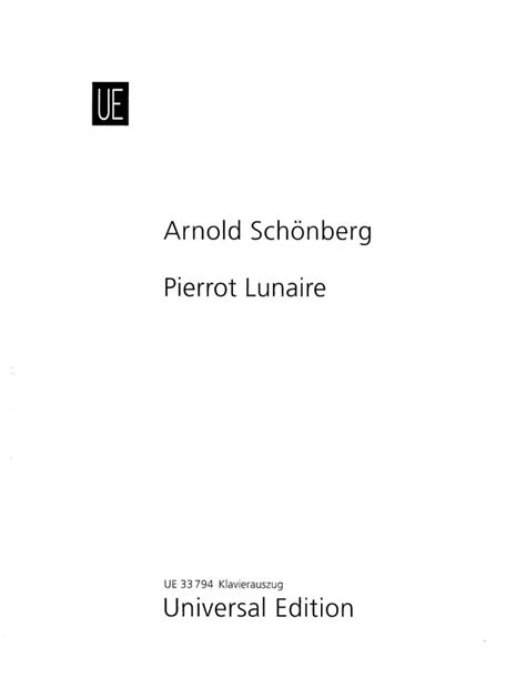 Pierrot Lunaire Op 21 Von Arnold Schönberg Im Stretta Noten Shop Kaufen