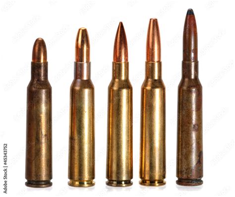 Rifle Ammunition 5 Different Types Of Projectiles Stock Photo Adobe