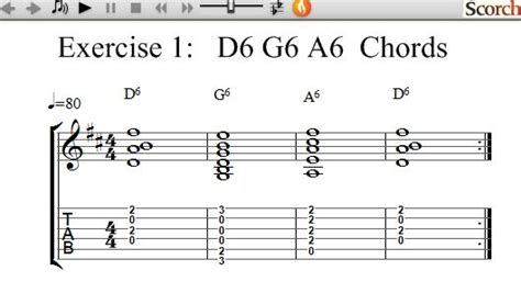 D6 G6 A6 Chord Exercise