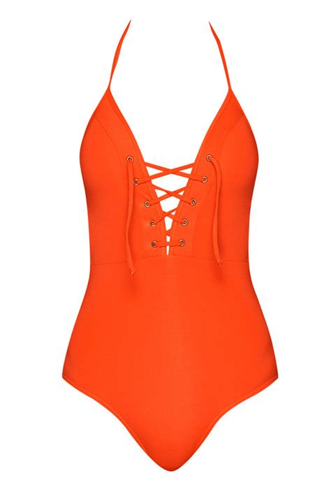 Halter Neck One Piece Swimsuit At