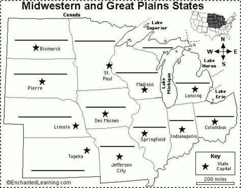 Specific The Midwest States Map All Capitals Of Us States Middle West