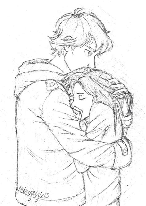 Anime Couples Hugging Coloring Pages