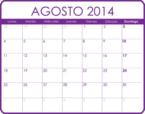 Calendario Agosto 2014 Calendarios Para Imprimir
