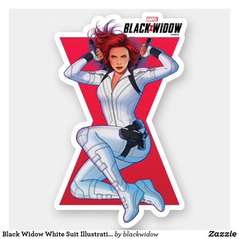 Black Widow White Suit Illustration On Hourglass Sticker